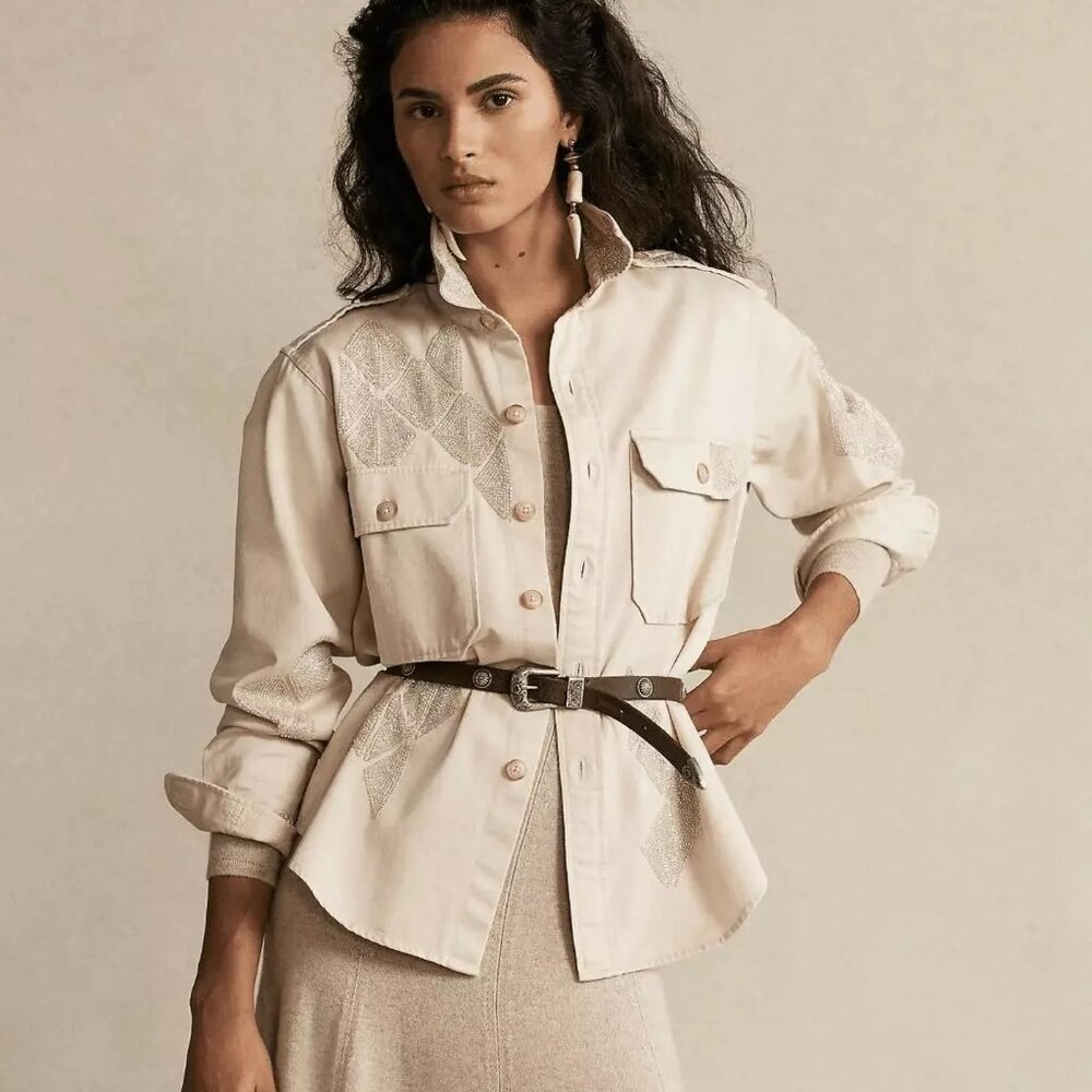 Polo Ralph Lauren Southwest Beaded Twill Shirt-Jacket plus size XXL NWT